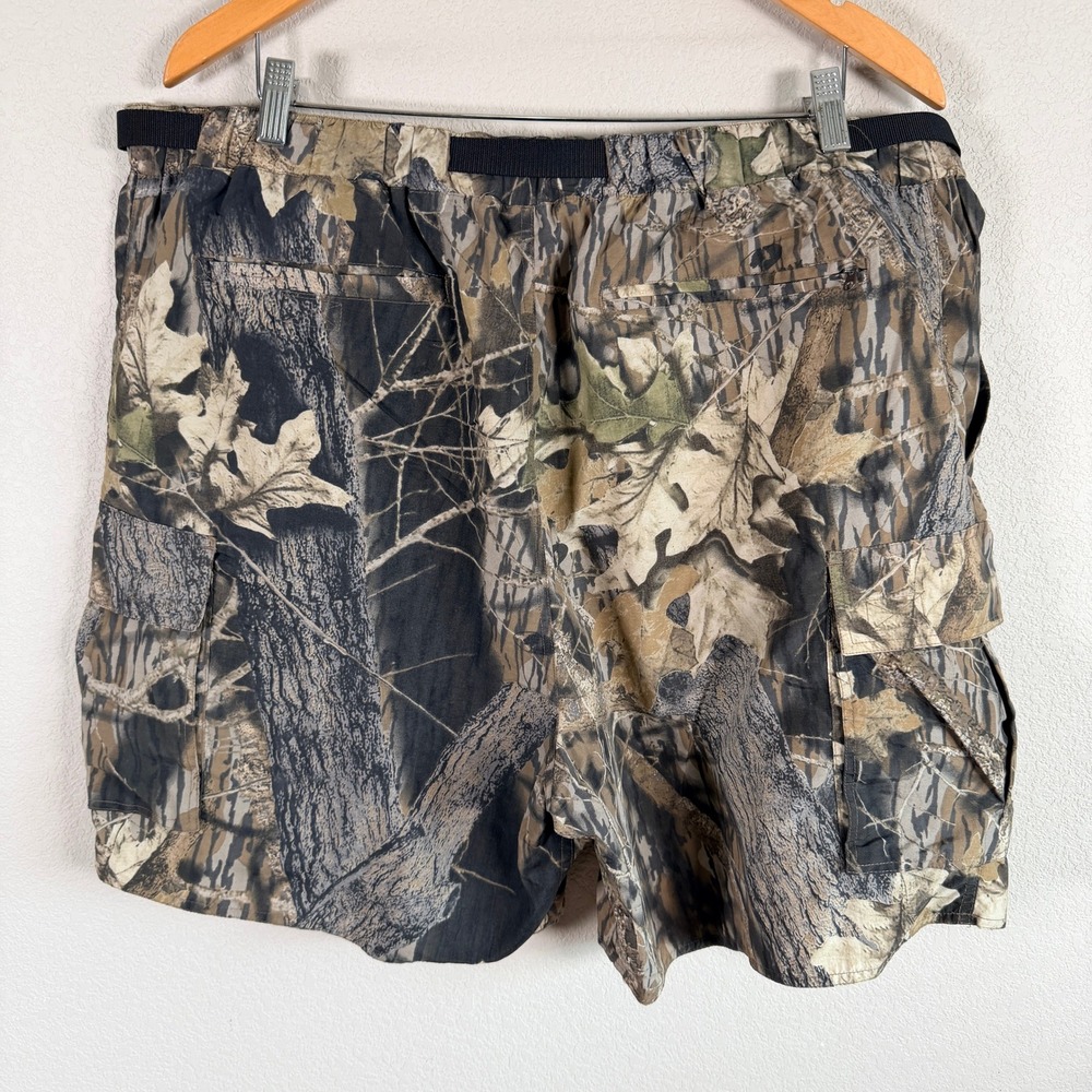 Remington Cargo Shorts Mens XL Brown Mossy Oak Break Up Camo Nylon Belted read - Picture 2 of 5